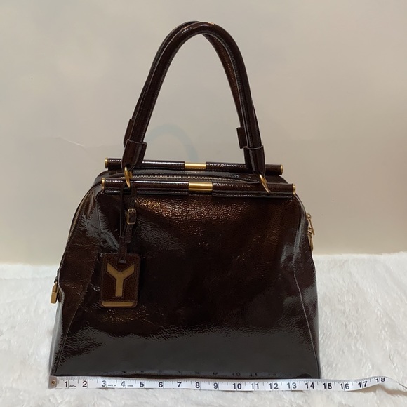Yves Saint Laurent Majorelle Patent Leather Bag chocolate brown color - Picture 15 of 16